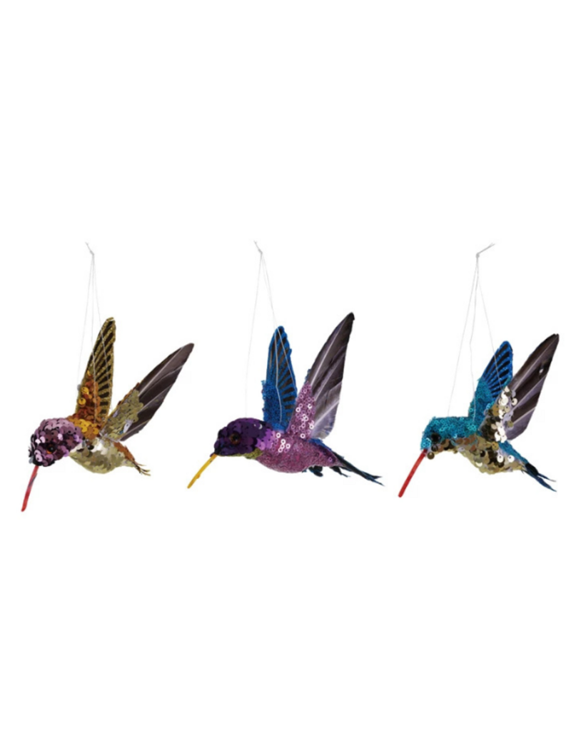 Creative Co-Op Sequin Hummingbird Ornament Assorted