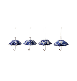Creative Co-Op Blue & White Umbrella Ornament