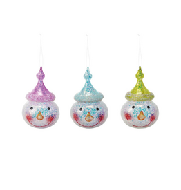 Creative Co-Op Glass Iridescent Snowman Head Ornament