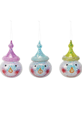 Creative Co-Op Glass Iridescent Snowman Head Ornament