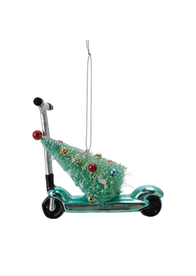 Creative Co-Op Glass Scooter with Tree Ornament