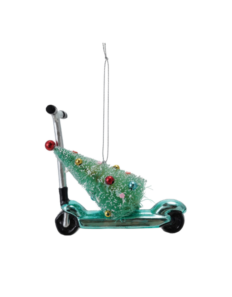 Creative Co-Op Glass Scooter with Tree Ornament