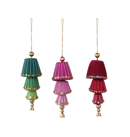 Creative Co-Op Wool Felt Tiered Bell Ornament