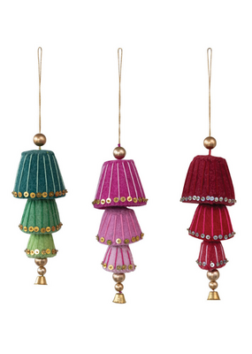 Creative Co-Op Wool Felt Tiered Bell Ornament