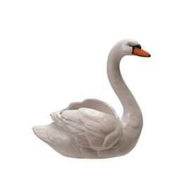 Creative Co-Op Stoneware Swan Planter