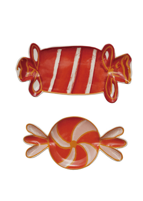 Creative Co-Op Stoneware Red Candy Dish