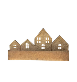 Creative Co-Op Textured Metal Gold House Container