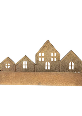 Creative Co-Op Textured Metal Gold House Container