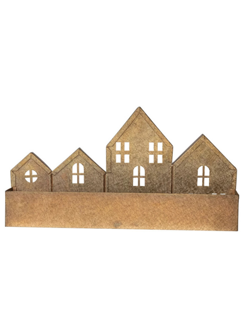 Creative Co-Op Textured Metal Gold House Container
