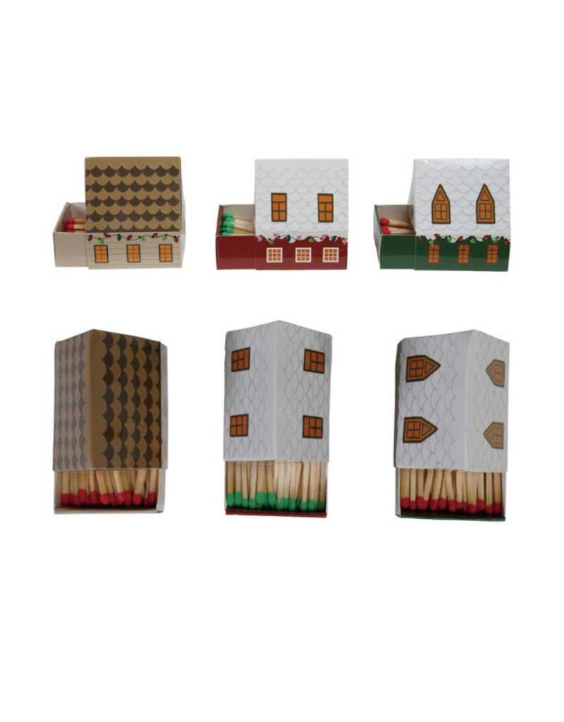 Creative Co-Op Christmas House Matches Assorted