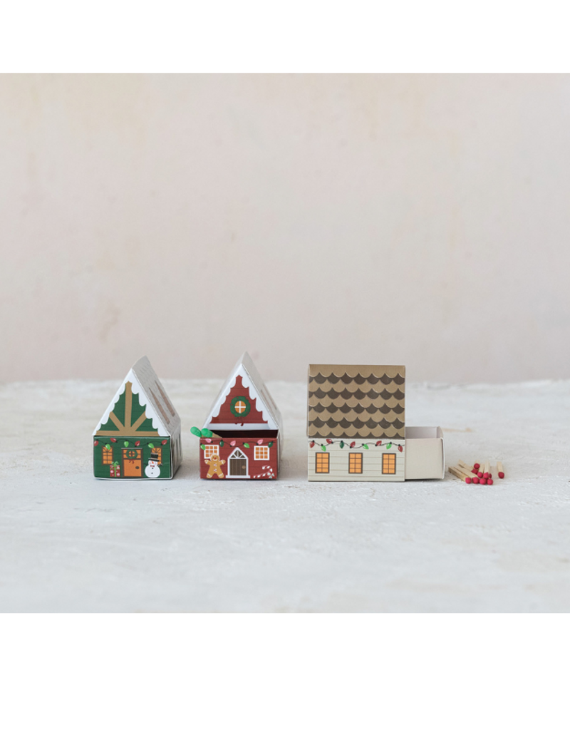 Creative Co-Op Christmas House Matches Assorted