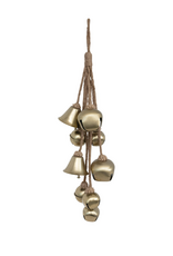Creative Co-Op Brass Hanging Metal Bells on Jute