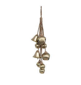 Creative Co-Op Brass Hanging Metal Bells on Jute