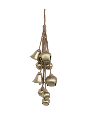 Creative Co-Op Brass Hanging Metal Bells on Jute
