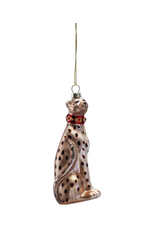 Creative Co-Op Glass Cheetah with Bell Collar Oranament