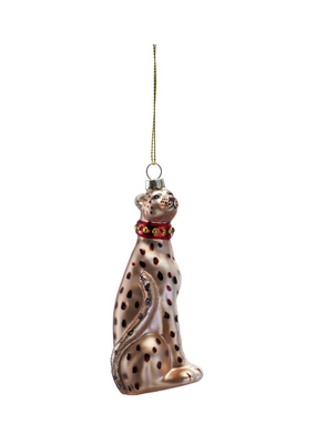 Creative Co-Op Glass Cheetah with Bell Collar Oranament
