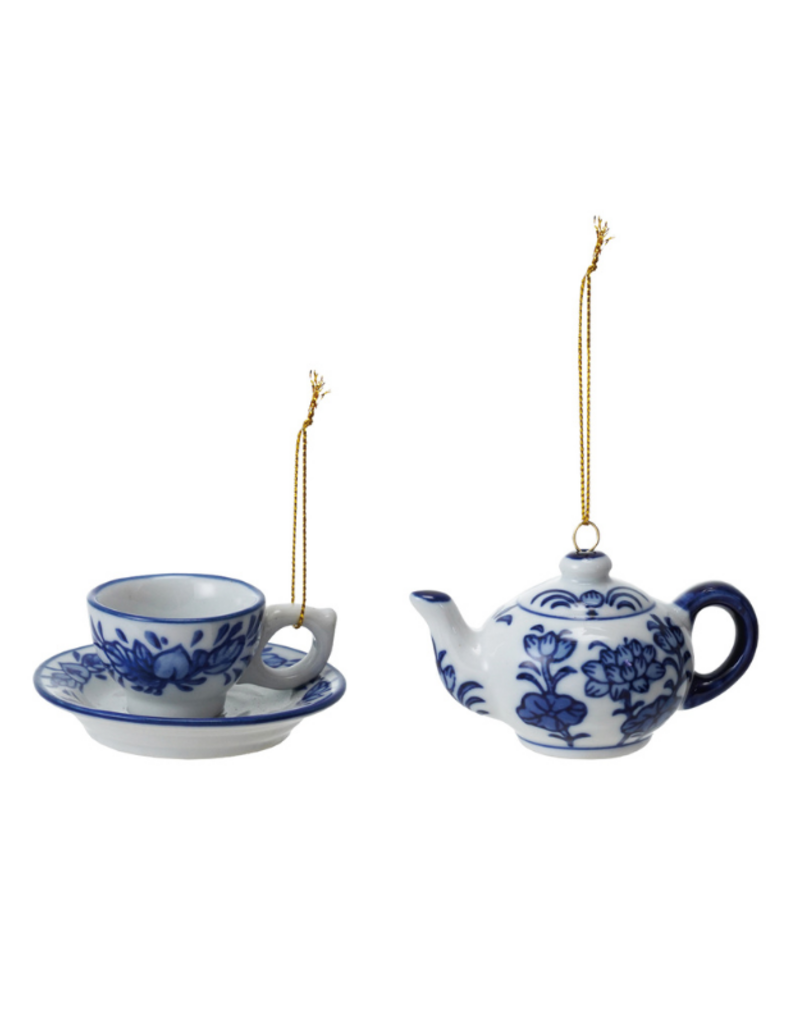 Creative Co-Op Blue & White Ornament