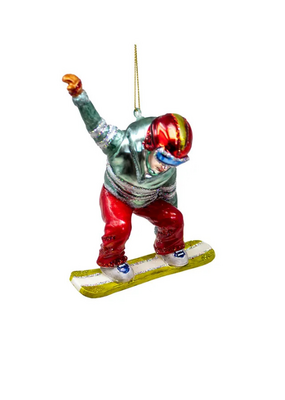 Glass Snowboarder Ornament