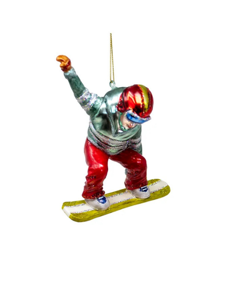 Glass Snowboarder Ornament
