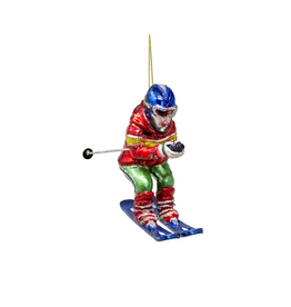 Glass Skier Ornament