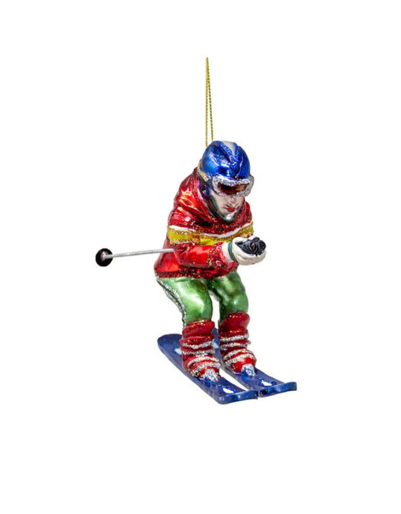 Glass Skier Ornament