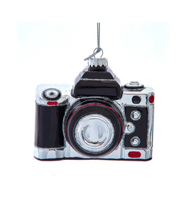 Glass Black Old Style Camera Ormament