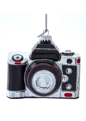 Glass Black Old Style Camera Ormament