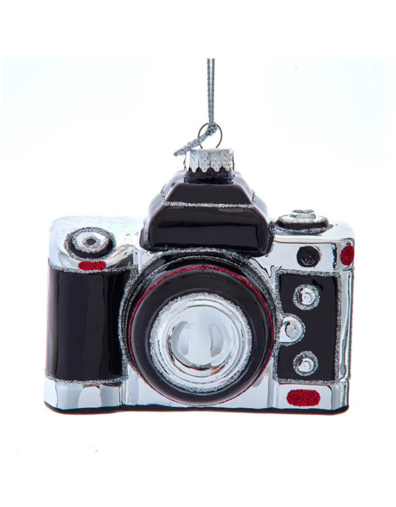 Glass Black Old Style Camera Ormament