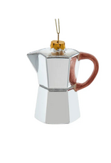 Glass Silver Espresso Pot Ornament