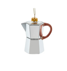 Glass Silver Espresso Pot Ornament