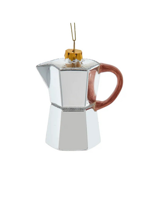 Glass Silver Espresso Pot Ornament