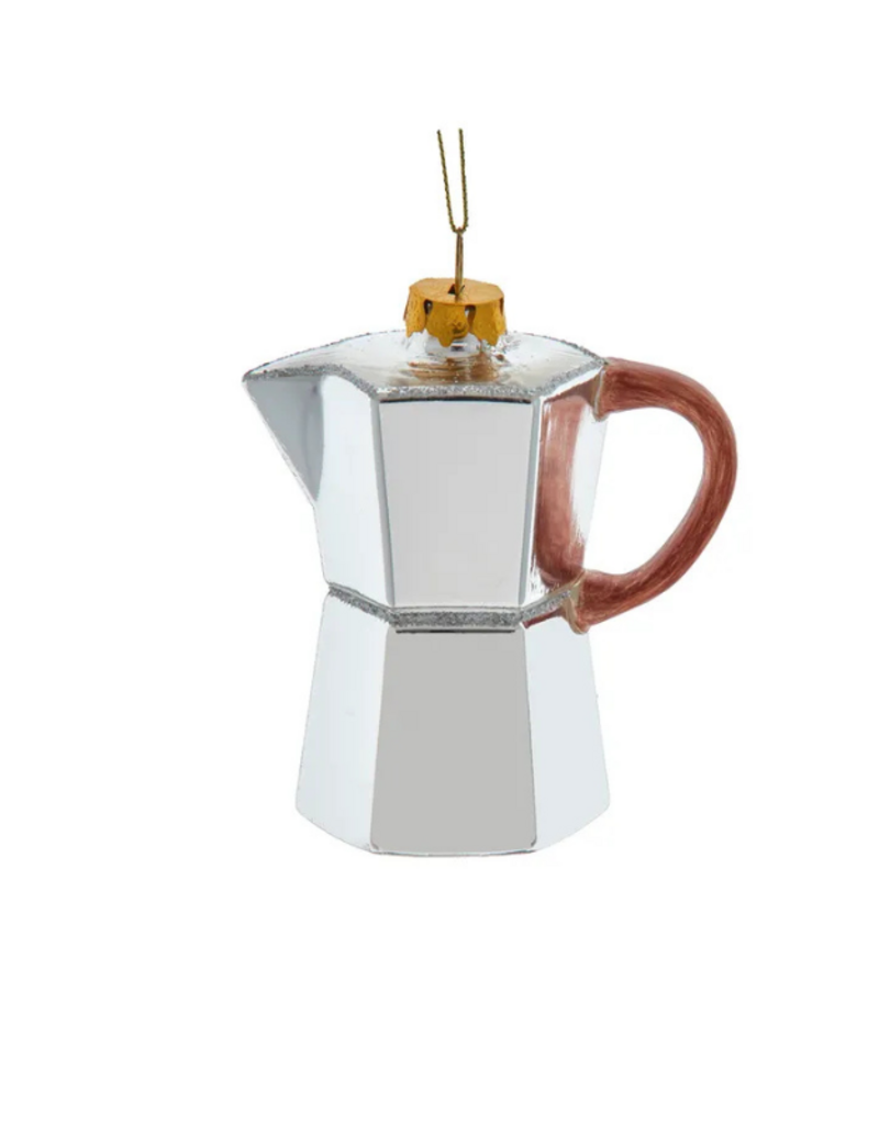 Glass Silver Espresso Pot Ornament