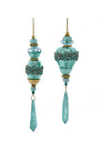 Aqua & Gold Finial Drop Ornament