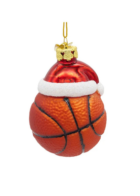 Basketball With Santa Hat Ornament