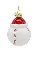 Baseball With Santa Hat Ornament