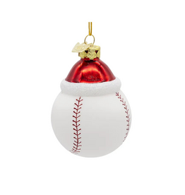 Baseball With Santa Hat Ornament