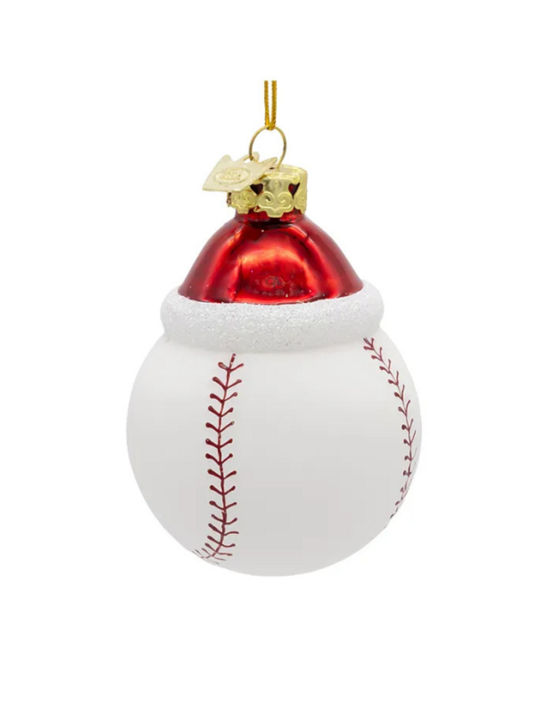 Baseball With Santa Hat Ornament