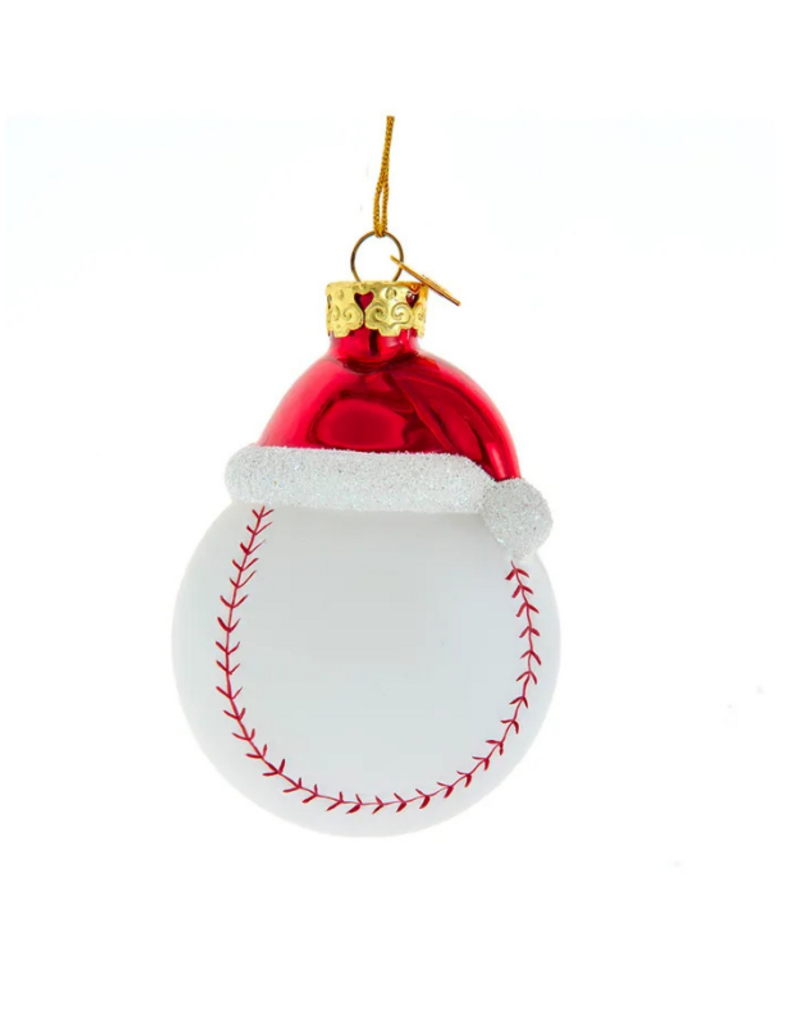 Baseball With Santa Hat Ornament