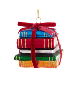 Glass Book Stack Ornament