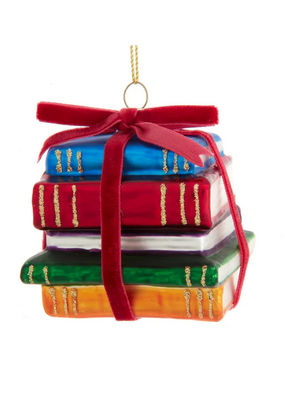 Glass Book Stack Ornament