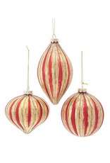 Glass Red & Gold Striped Ornament