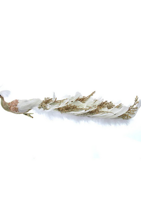 Gold & White Peacock With Clip Ornament