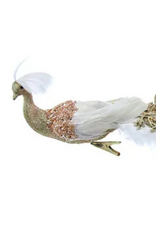 Gold/White Peacock With Clip Ornament