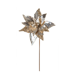 Silver Poinsettia Pick