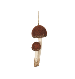 Brown & Ivory Double Mushroom Ornament