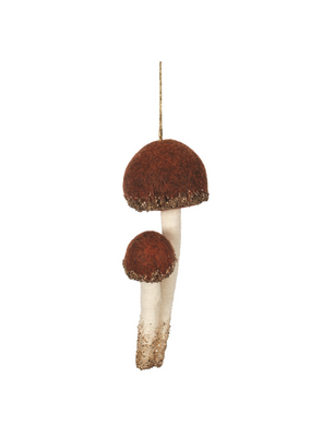 Brown & Ivory Double Mushroom Ornament