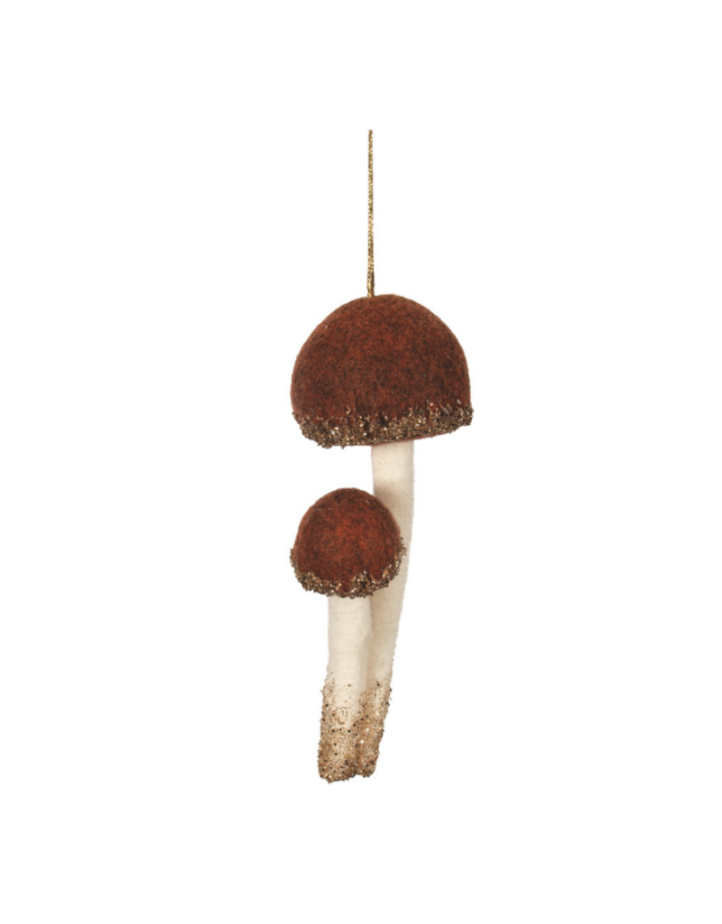 Brown & Ivory Double Mushroom Ornament