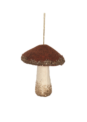 Brown & Ivory Mushroom Ornament