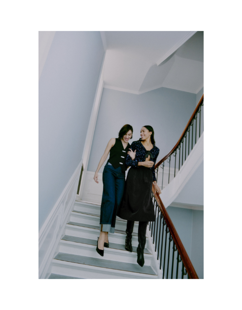 b.young Paillet Bow Jacket in Evening Blue & Black by b.young