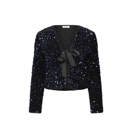 b.young Paillet Bow Jacket in Evening Black by b.young